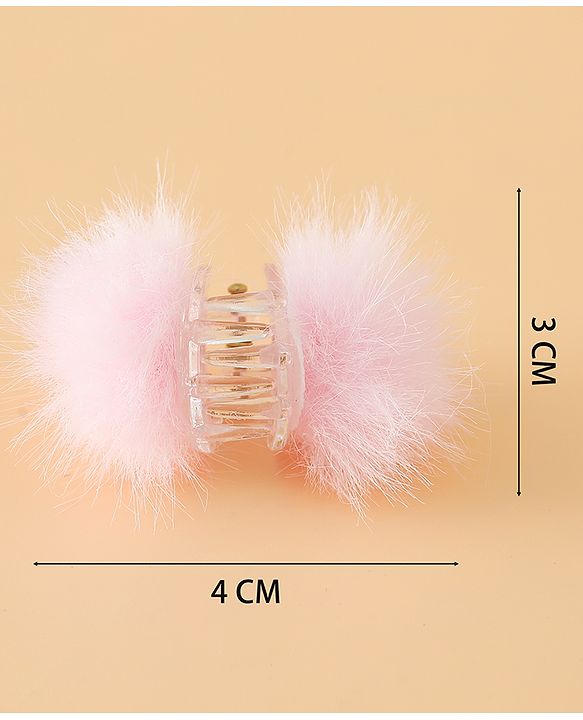 Babyhug Hair Pins And Clips Free Size With Fur Applique Pack Of 6 - Pink & White