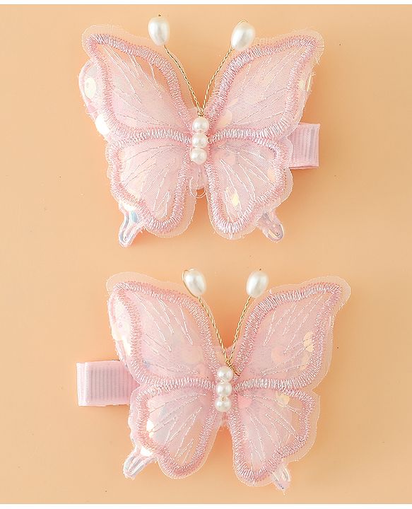 Pine kids Bow & Butterfly Clips - Pink