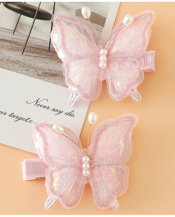 Pine kids Bow & Butterfly Clips - Pink