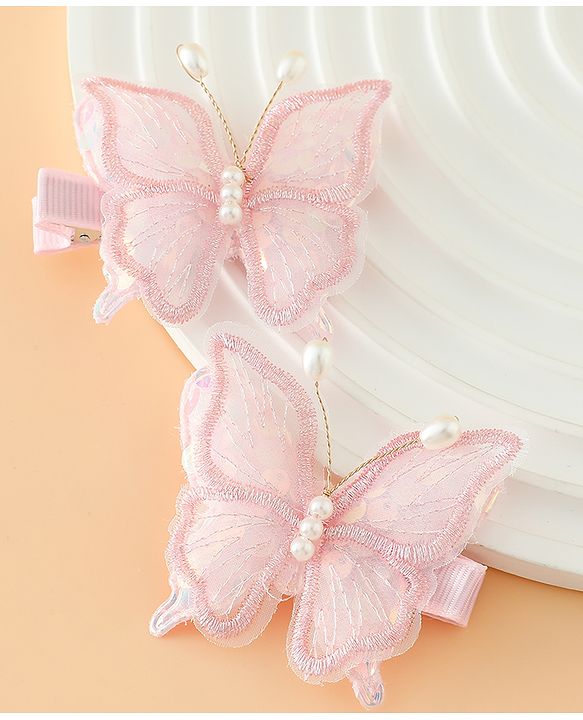 Pine kids Bow & Butterfly Clips - Pink
