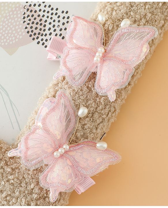 Pine kids Bow & Butterfly Clips - Pink
