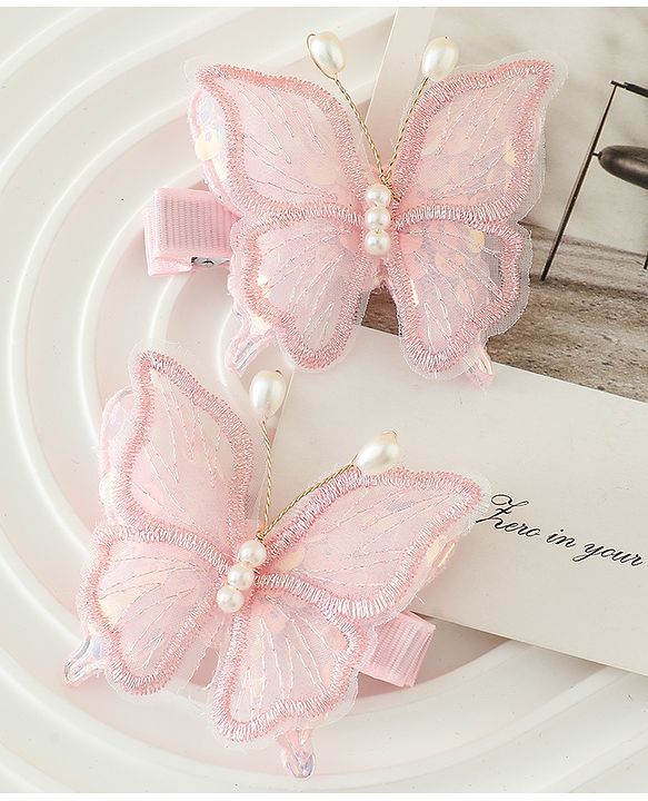 Pine kids Bow & Butterfly Clips - Pink