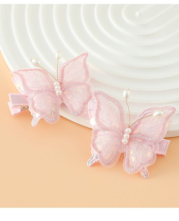 Pine kids Bow & Butterfly Clips - Pink