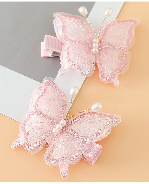 Pine kids Bow & Butterfly Clips - Pink
