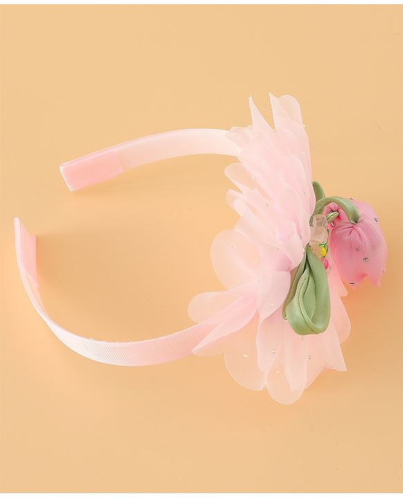 Babyhug Free Size Hair Bands With Floral Applique - Pink