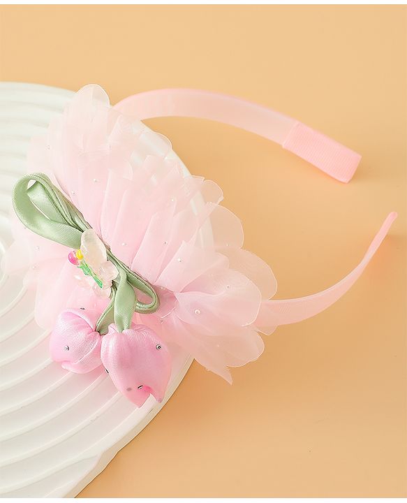 Babyhug Free Size Hair Bands With Floral Applique - Pink