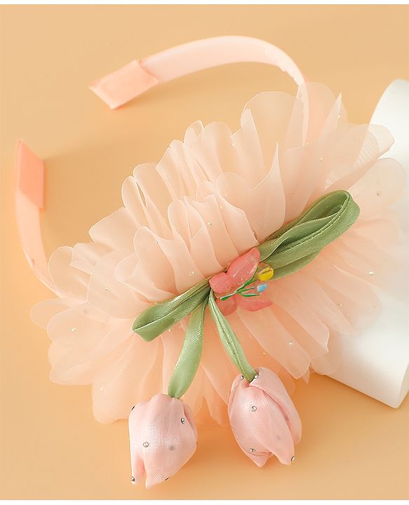 Babyhug Free Size Hair Bands With Floral Applique - Pink