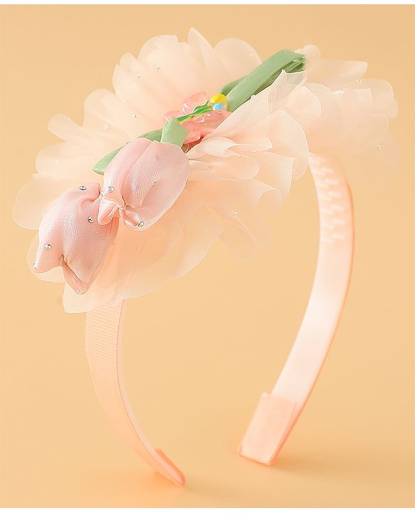 Babyhug Free Size Hair Bands With Floral Applique - Pink