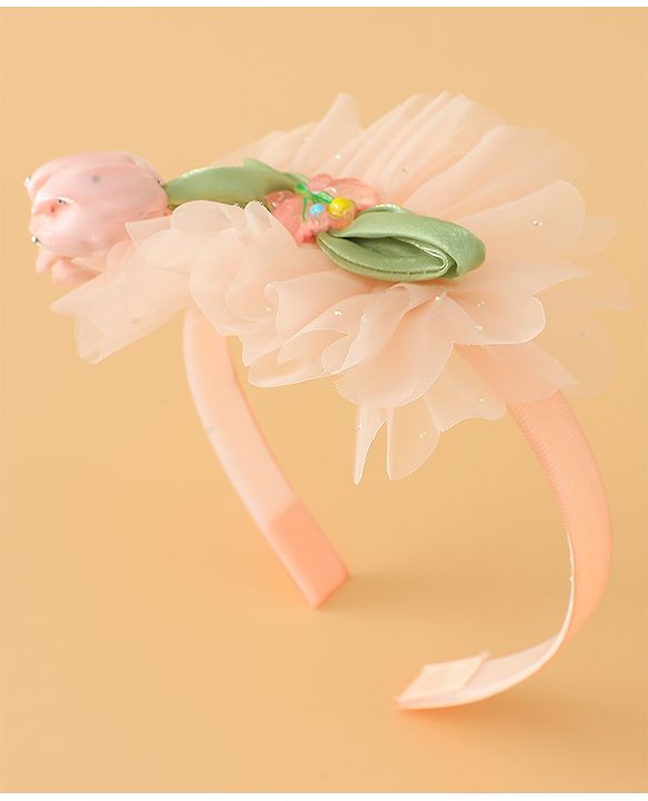 Babyhug Free Size Hair Bands With Floral Applique - Pink