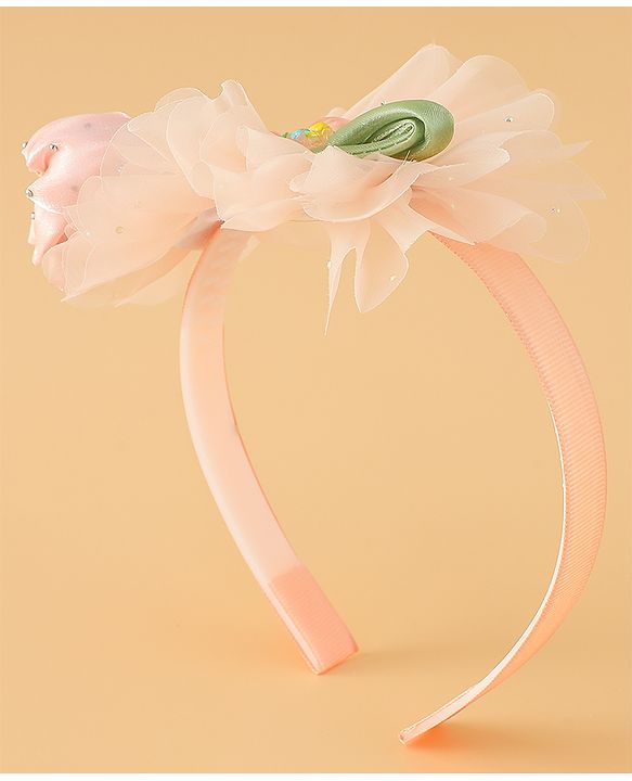 Babyhug Free Size Hair Bands With Floral Applique - Pink