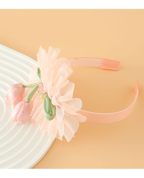 Babyhug Free Size Hair Bands With Floral Applique - Pink