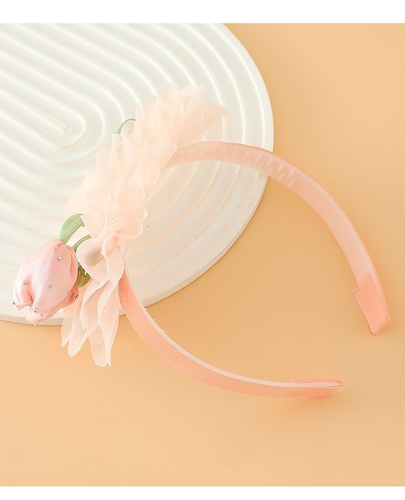 Babyhug Free Size Hair Bands With Floral Applique - Pink