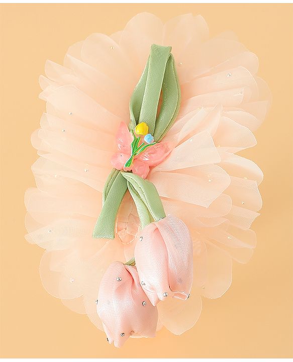 Babyhug Free Size Hair Bands With Floral Applique - Pink