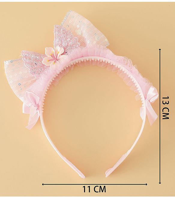Babyhug Free Size Hair Band With Bow Applique - Pink