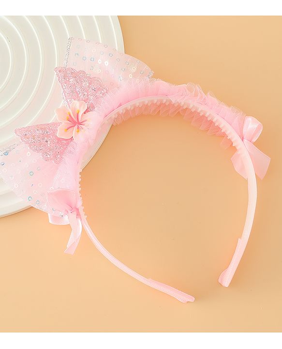 Babyhug Free Size Hair Band With Bow Applique - Pink
