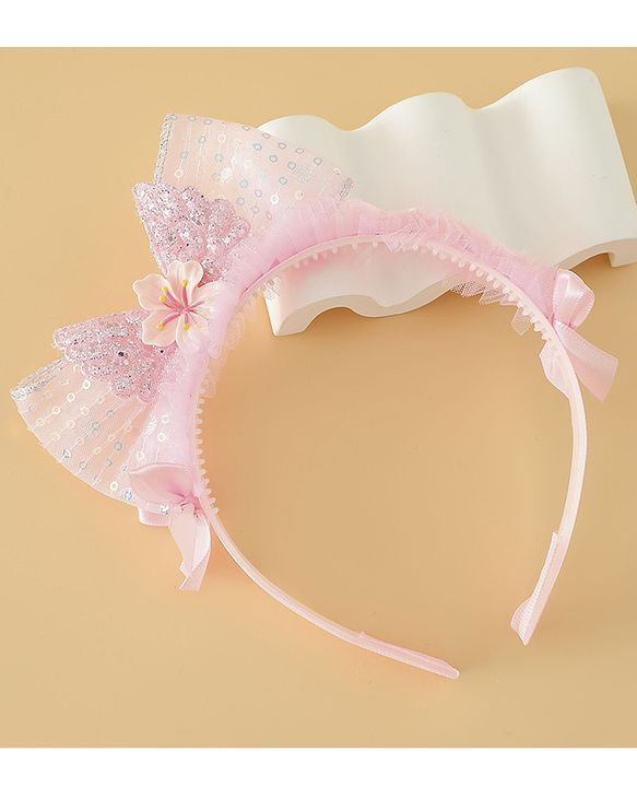 Babyhug Free Size Hair Band With Bow Applique - Pink