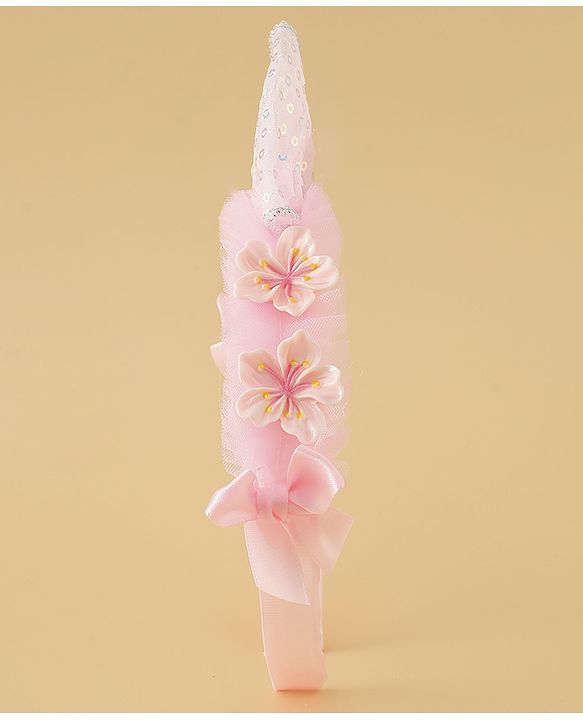 Babyhug Free Size Hair Band With Bow Applique - Pink