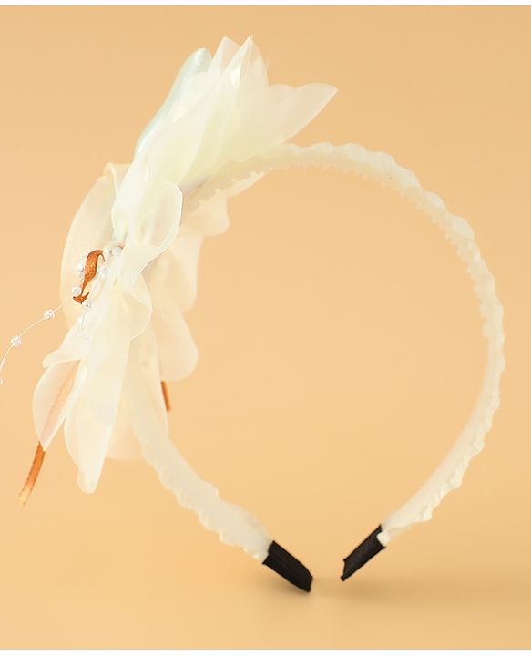 Babyhug Free Size Hair Bands With Floral Applique -Beige
