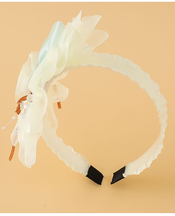 Babyhug Free Size Hair Bands With Floral Applique -Beige