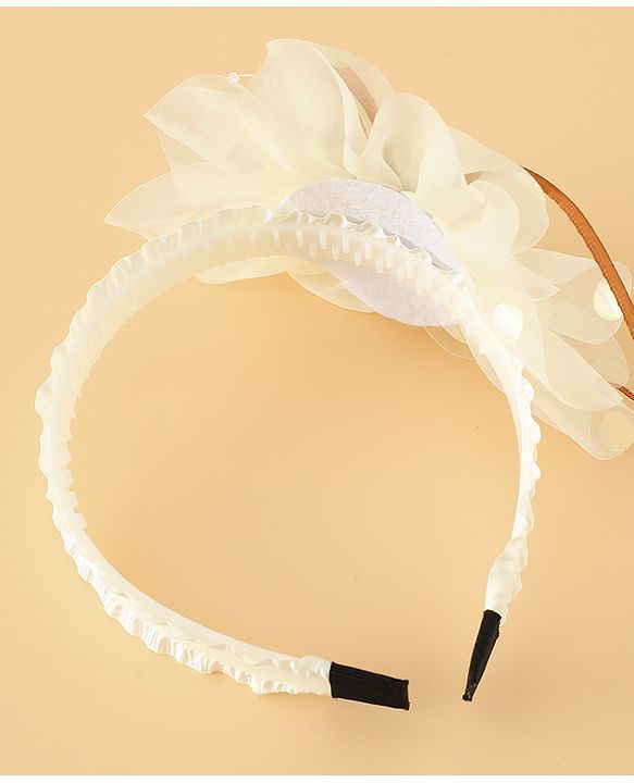 Babyhug Free Size Hair Bands With Floral Applique -Beige