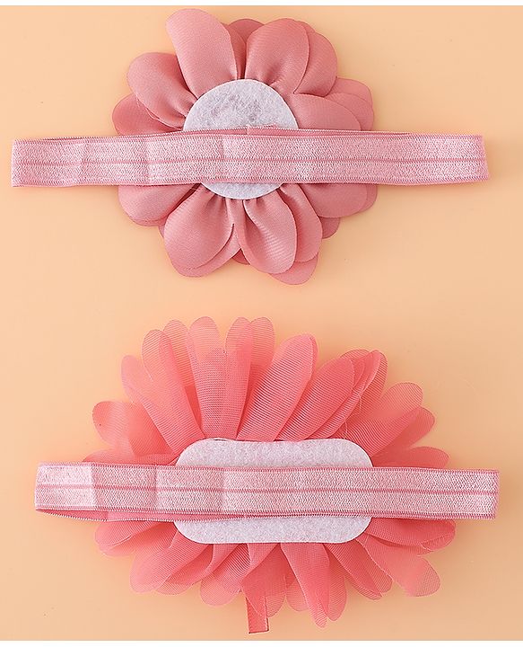 Babyhug Headbands With Floral Applique Pack of 2 Free Size - Maroon , Purple