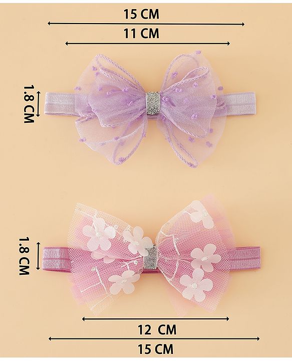 Babyhug Headband With Bow Applique Pack of 2 Free Size -Pink/Off White