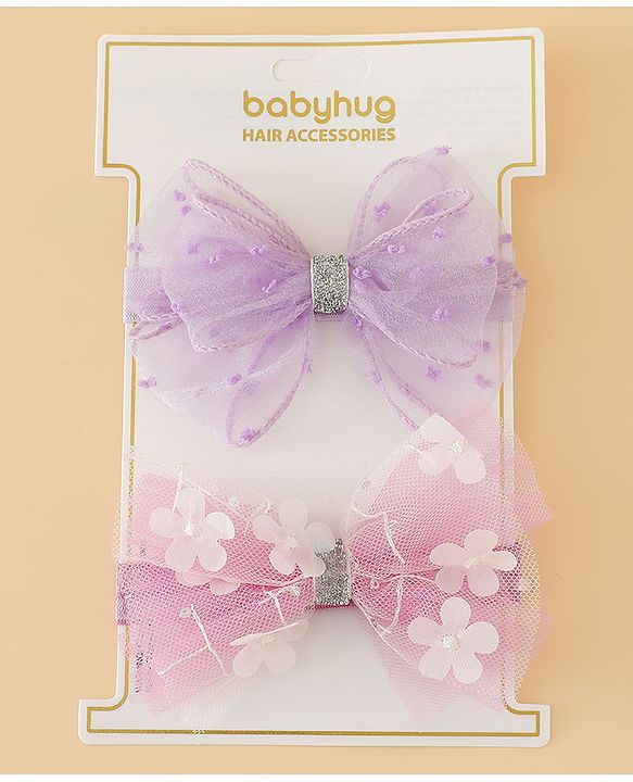 Babyhug Headband With Bow Applique Pack of 2 Free Size -Pink/Off White