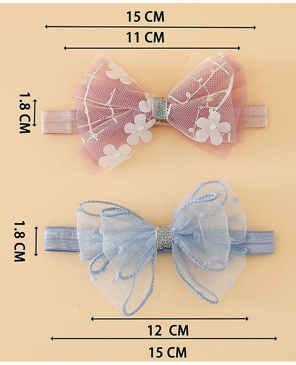 Babyhug Headband With Bow Applique Pack of 2 Free Size -Pink/Off White