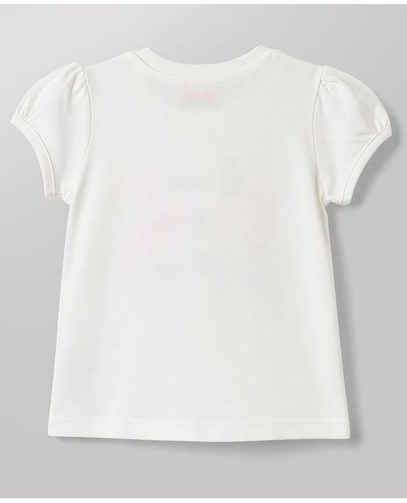 Babyhug 100% Cotton Knit Half Sleeves T-Shirt & Capri Night Suit with Heart & Text Print - White