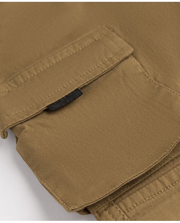 Babyhug Twill Woven Full Length Trousers with Text Patch & Cargo Pockets - Yellow