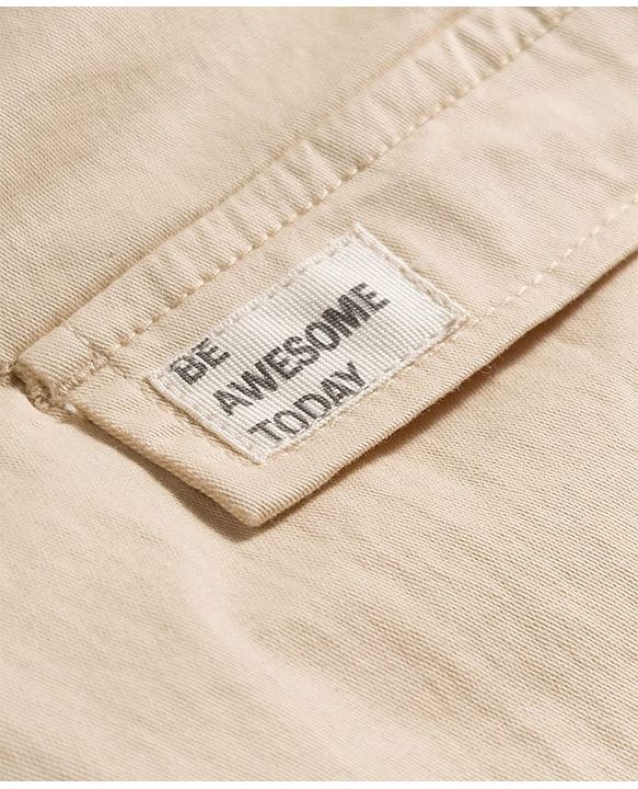 Babyhug Twill Woven Full Length Trousers with Text Patch & Cargo Pockets - Beige
