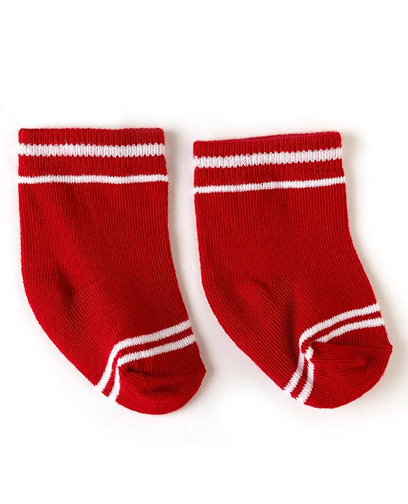 Cute Walk by Babyhug Non Terry Knit Anti-bacterial Ankle Length Striped Socks Pack of 3 - Yellow, Black & Red