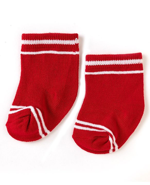 Cute Walk by Babyhug Non Terry Knit Anti-bacterial Ankle Length Striped Socks Pack of 3 - Yellow, Black & Red