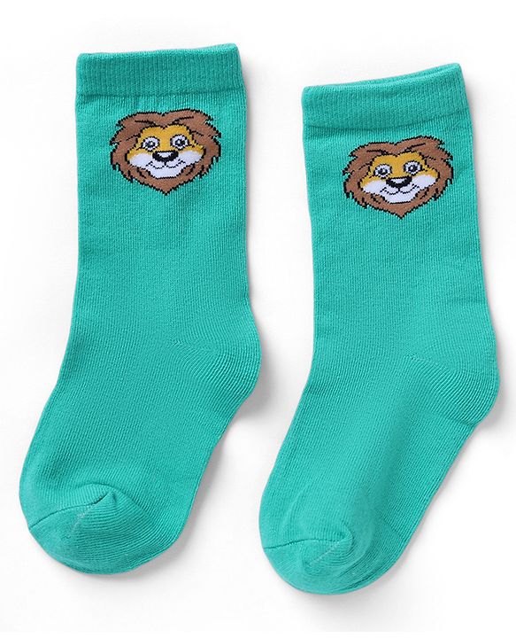Cutewalk By Babyhug Knit Ankle Length Striped Antibacterial Socks With Animal Design Pack of 3 - Yellow Green White