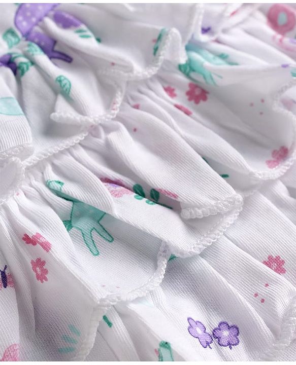 Babyhug 100% Cotton Single Jersey Knit Sleeveless Onesies With Floral Print - White