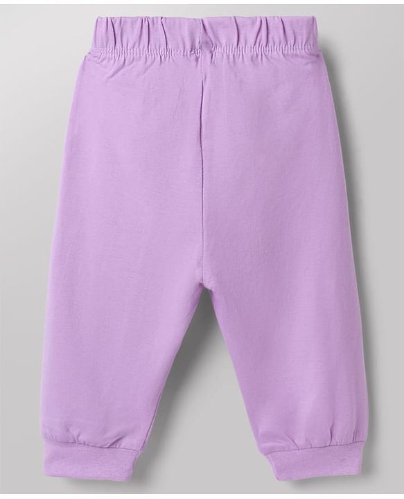 Babyhug Disney 100% Cotton Single Jersey Knit Full Sleeves Co-ord T-Shirt & Pajama Night Suit with Minnie Mouse Graphic & Hearts Print Pack of 2 - White & Lilac