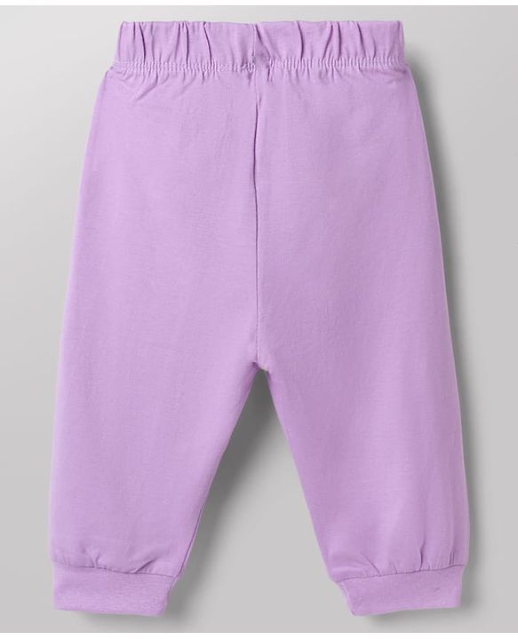 Babyhug Disney 100% Cotton Single Jersey Knit Full Sleeves Co-ord T-Shirt & Pajama Night Suit with Minnie Mouse Graphic & Hearts Print Pack of 2 - White & Lilac