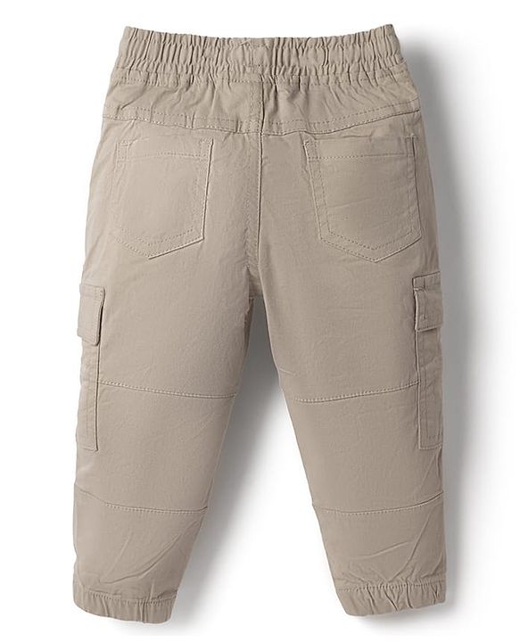 Babyhug Twill Woven Full Length Trousers with Stretch & Pockets - Beige