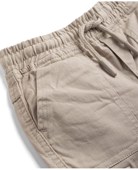 Babyhug Twill Woven Full Length Trousers with Stretch & Pockets - Beige