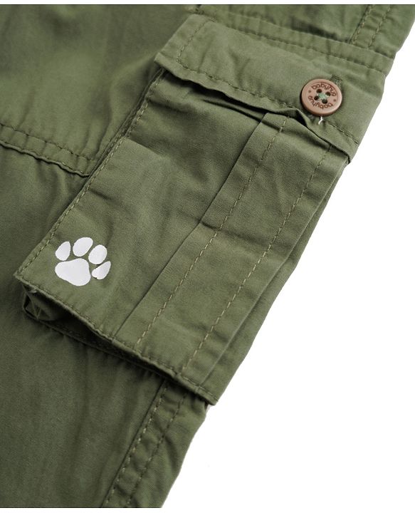 Babyhug Tussor 100% Cotton Woven Full Length Cargo Pant with Paw Print - Brown