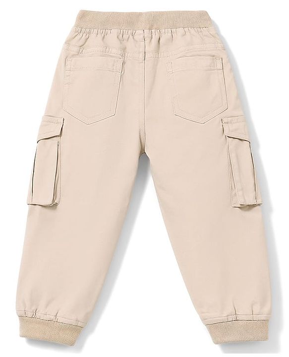 Babyhug Twill Woven Full Length Solid Color Trousers with Cargo Pockets - Olive Green
