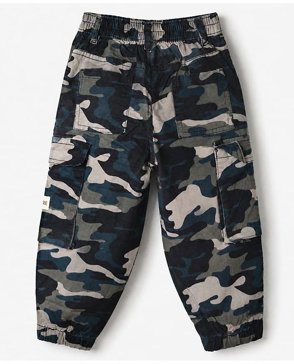 Babyhug Twill Woven Full Length Camouflage Trousers with Stretch & Pockets - Beige & Brown