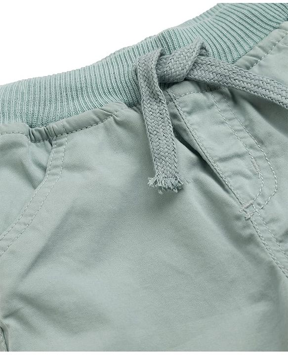 Babyhug Cotton Woven Twill Full Length Trousers with Cargo Pockets in Grey