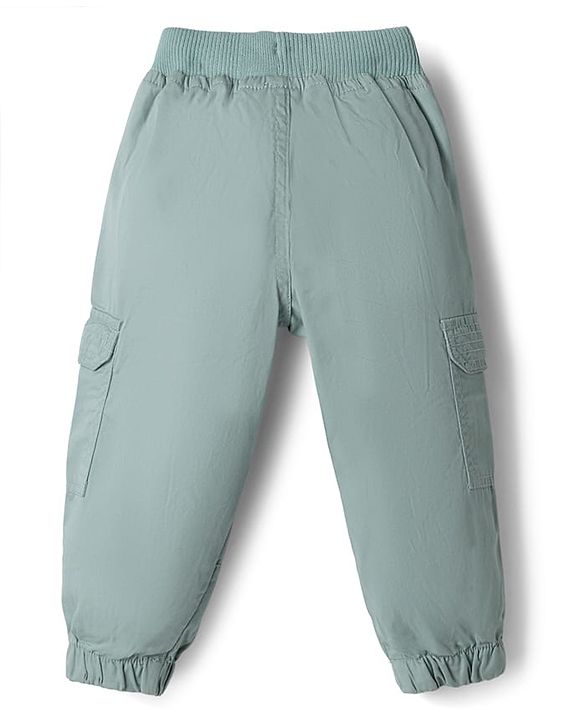 Babyhug Cotton Woven Twill Full Length Trousers with Cargo Pockets in Grey