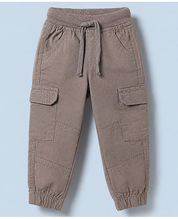 Babyhug 100% Cotton Woven Full Length Trouser in Charcoal Grey for 9-12 Months