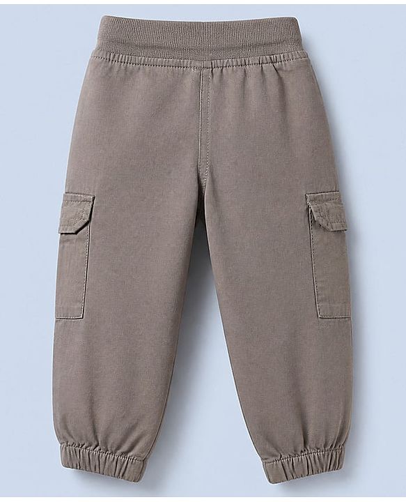 Babyhug 100% Cotton Woven Full Length Trouser in Charcoal Grey for 9-12 Months
