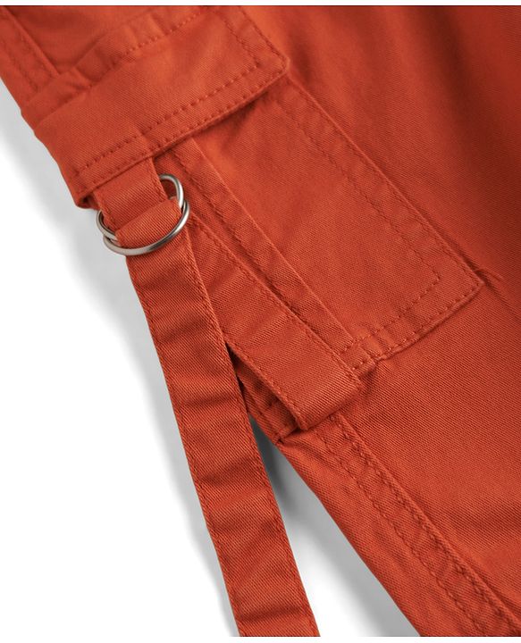Babyhug Twill Woven Full Length Solid Color Trousers with  Cargo Pockets - Beige
