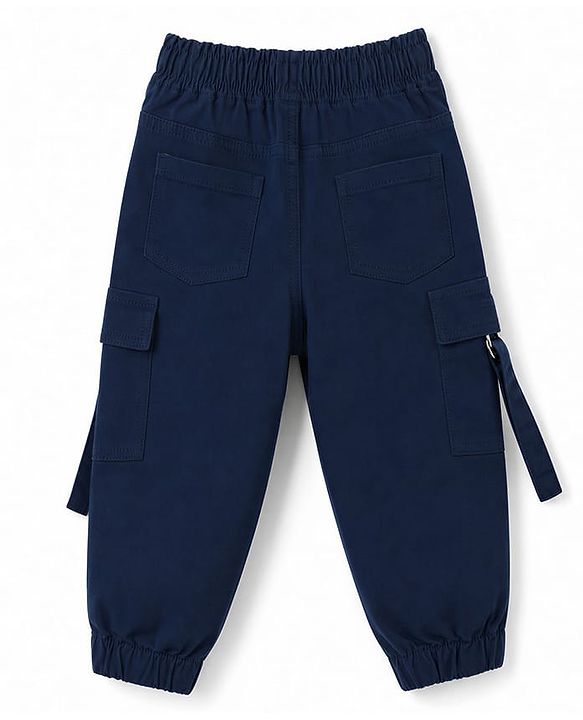 Babyhug Twill Woven Full Length Solid Color Trousers with  Cargo Pockets - Beige