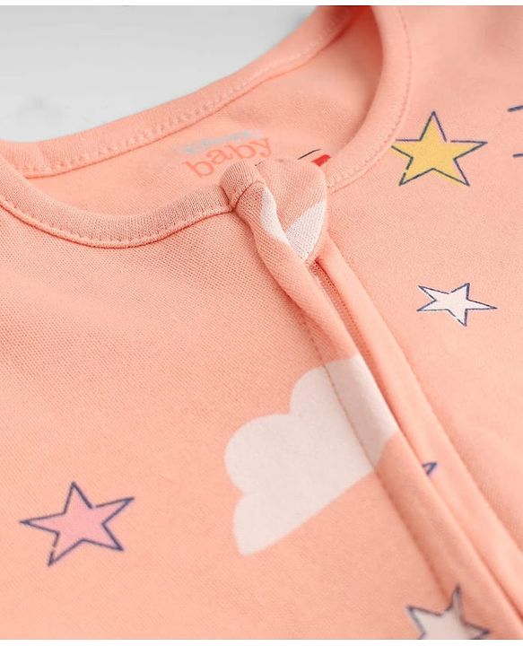 Babyhug Disney Interlock Knit Full Sleeve Rompers With Minnie Mouse Graphic Pack of 2 - Peach & Pink