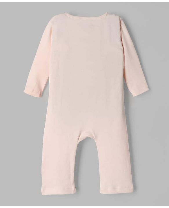 Babyhug Disney Interlock Knit Full Sleeve Rompers With Minnie Mouse Graphic Pack of 2 - Peach & Pink